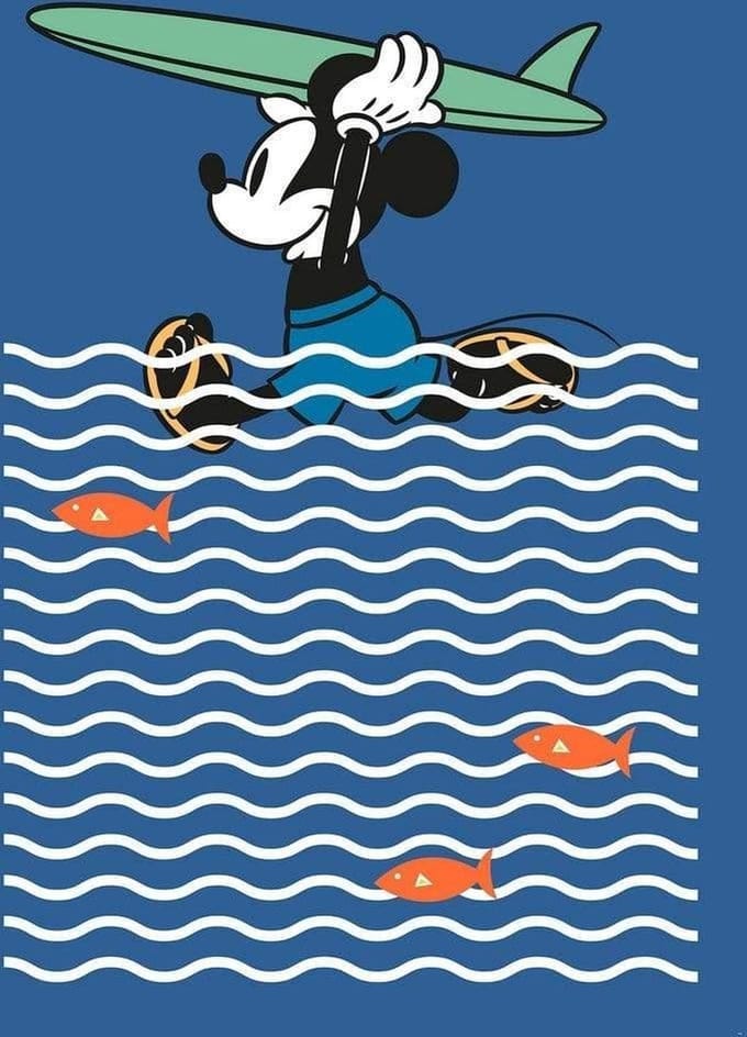 Fotobehang - Mickey gone Surfing 200x280cm - Vliesbehang