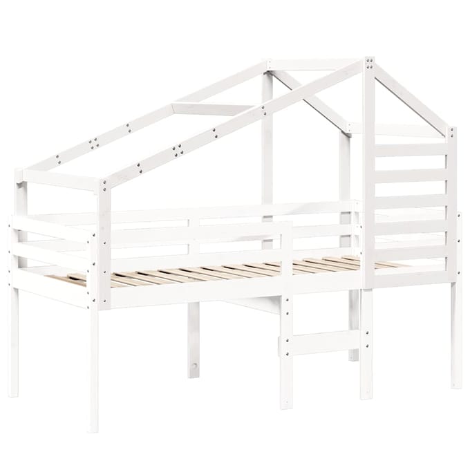 vidaXL - Kinderbedhuisje - 198x87x113 - cm - massief - grenenhout - wit