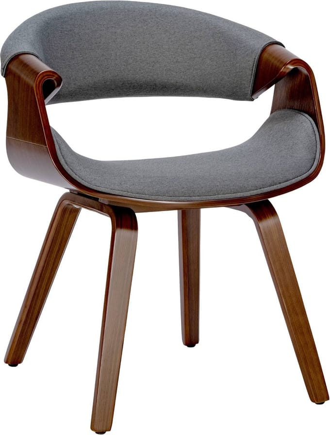 CLP Foley Eetkamerstoel - Met armleuning - Houten frame - walnoot/grijs Stof