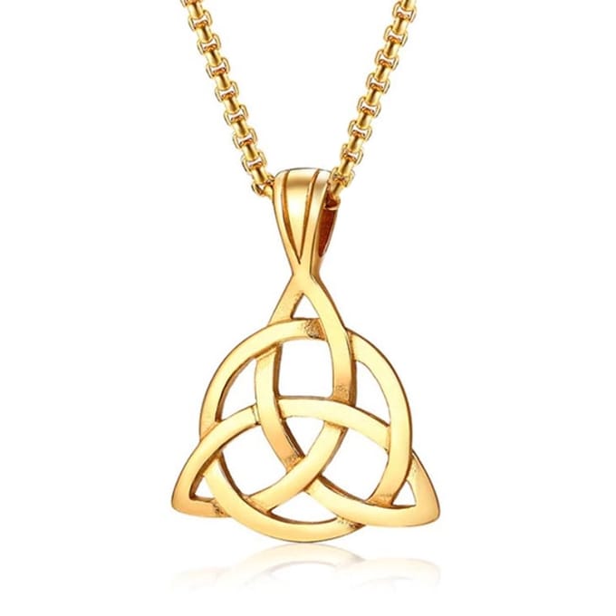 Heren ketting Mendes Edelstaal Triquetra Knoop Goudkleurig