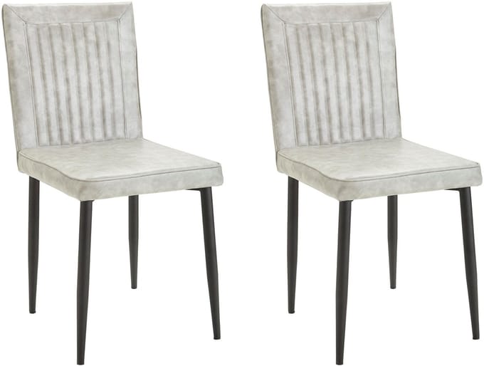 Felicia-Eetkamerstoel - Set van 2 - Lichtgrijs PU