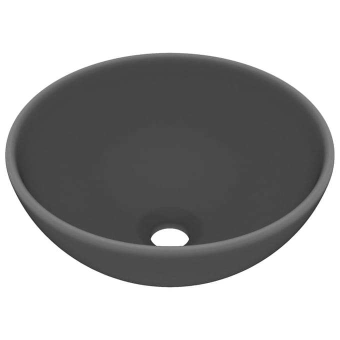 vidaXL - Wastafel - rond - 32,5x14 - cm - keramiek - mat - donkergrijs