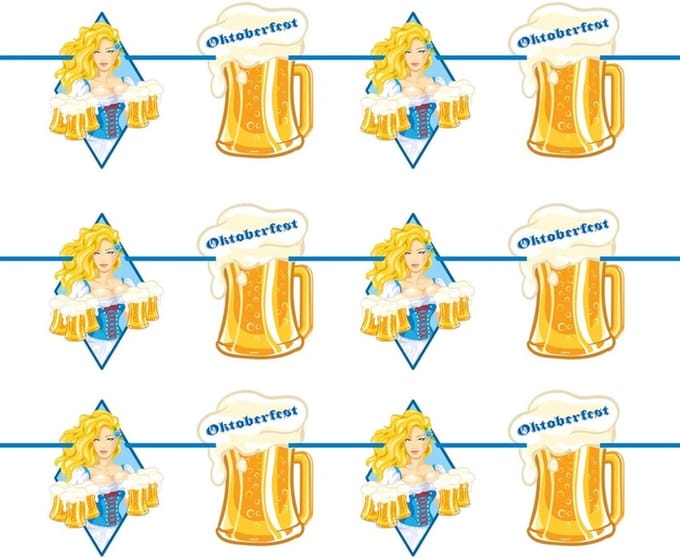 3x Oktoberfest/bierfeest slingers met blonde dame 10 meter - Feestartikelen versiering