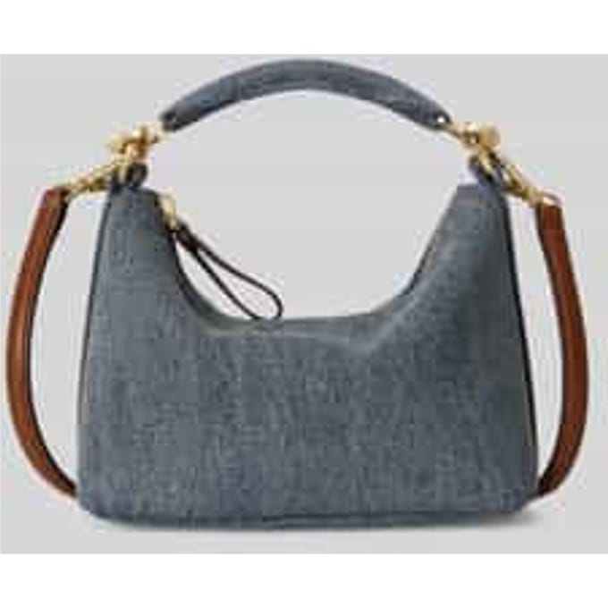 Handtas met denim en leren riem