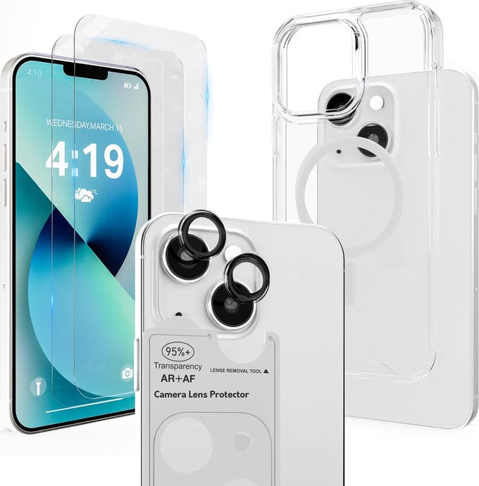 Hoesje Geschikt voor iPhone 13 Mini Transparant - 2x Screenprotector - Geschikt voor MagSafe - Camera Lens Protector - Anti Shock