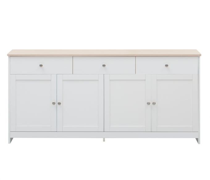 Sideboard / Buffetkast 160 cm - Witte Houtlook & 3 Lades - Multifunctioneel voor Woonkamer/Keuken