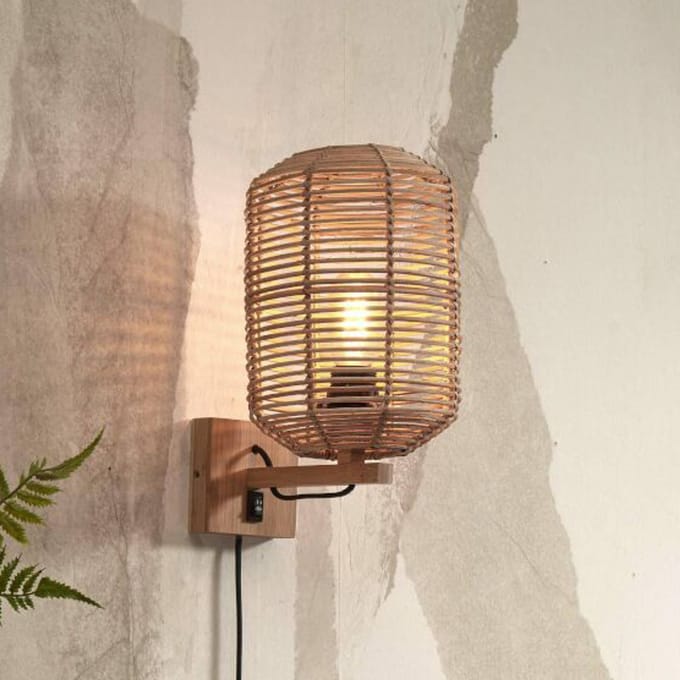 GOOD&MOJO Wandlamp Tanami - Rotan - Ø18cm - Binnen Modern