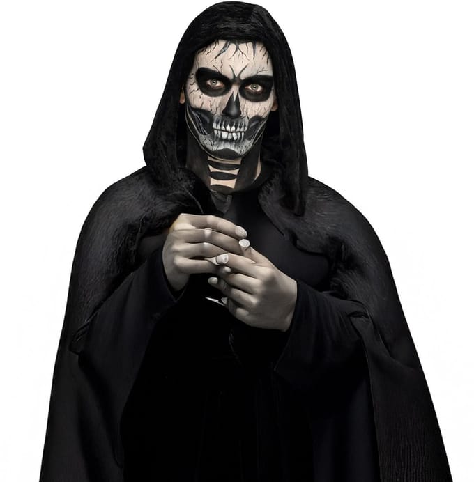 Boland Verkleed set Doodskop - schmink en cape - Carnaval/Halloween - griezelfeest