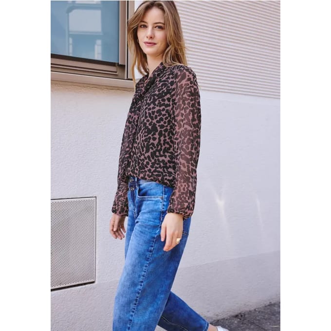 Blouse met lange mouwen van chiffon met strik