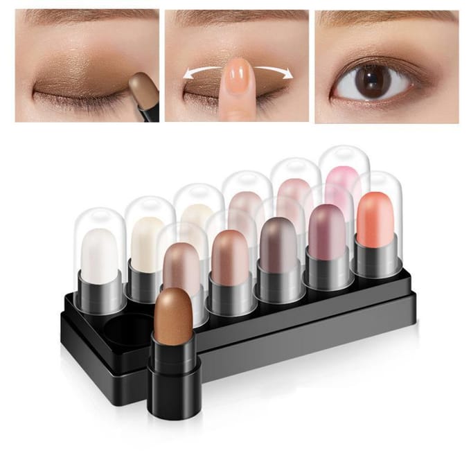 Oogschaduw Stick Set 12 Kleuren Waterbestendig Langdurige Glitter Shimmer Oogschaduw Pen Highlighter Stick Oog Make-up Tools