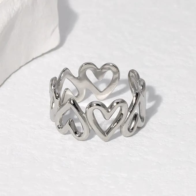JewelGalerie-Ringen-Open Hartjes-Zilver
