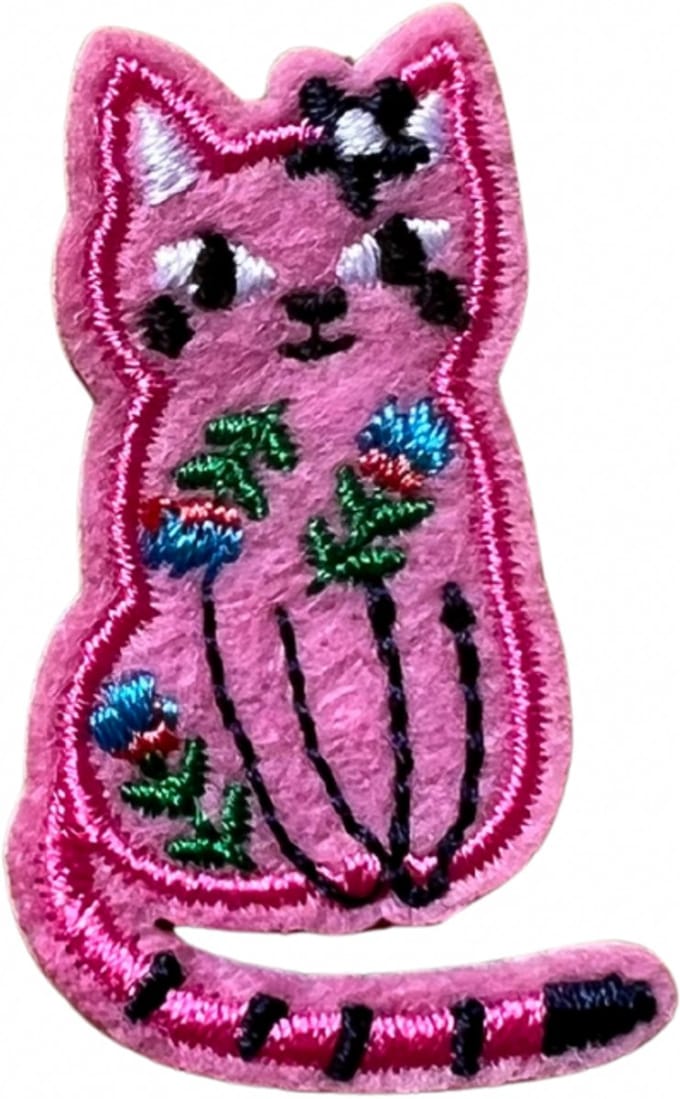 Poes - Kat - Animal - Love - Dieren Strijk Embleem Patch 3 cm / 4 cm / roze