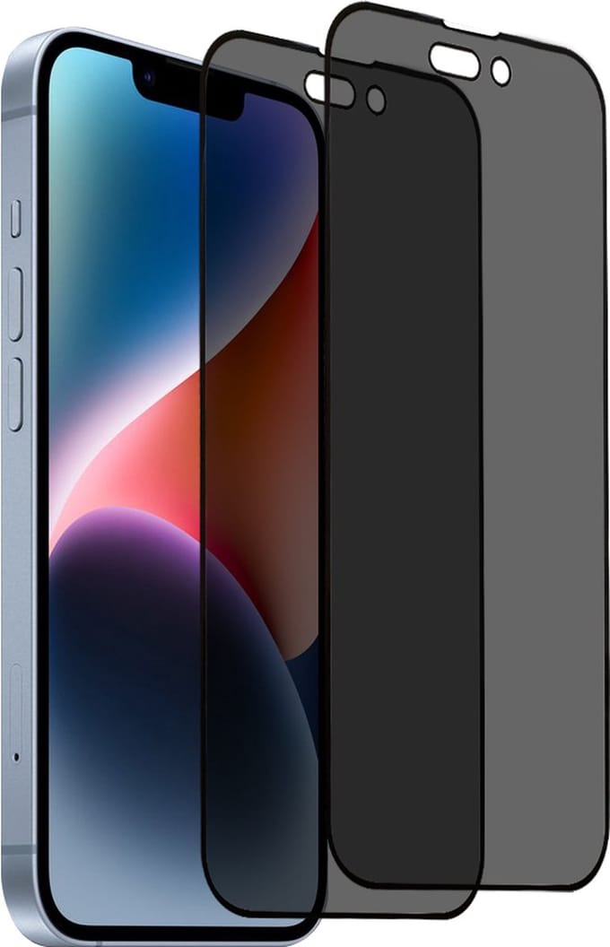 2x iPhone 14 Plus Screenprotector privacy - gehard beschermglas screen protector iPhone 14 Plus - Anti Spy - Arara