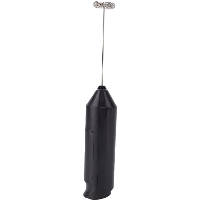 Mousseur à lait électrique portable avec support, batteur à mousse de lait multi-usages à piles pour café, chocolat chaud black