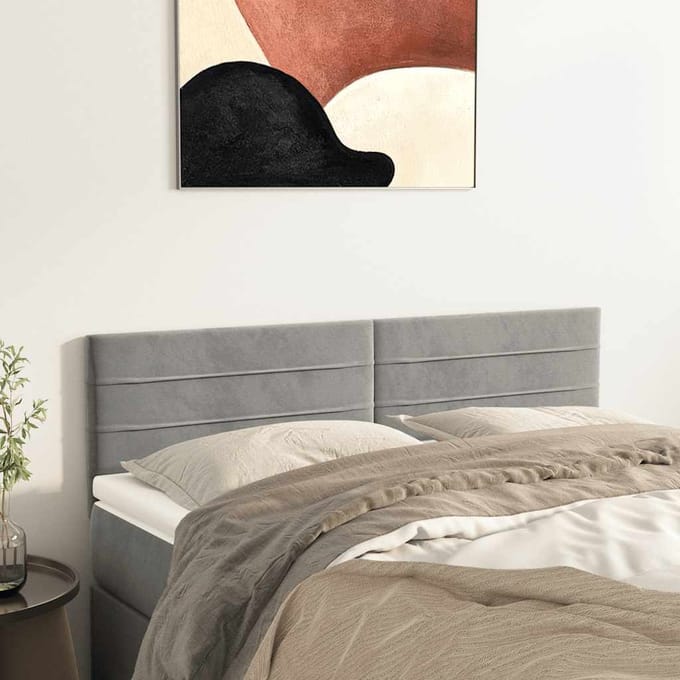 vidaXL - Hoofdborden - 144x5x78/88 - cm - fluweel - lichtgrijs