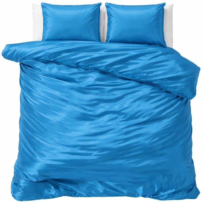 Decoware Dekbedovertrek Glans Satijn 140x220 cm - Petrol - Met Kussensloop - Eenpersoons
