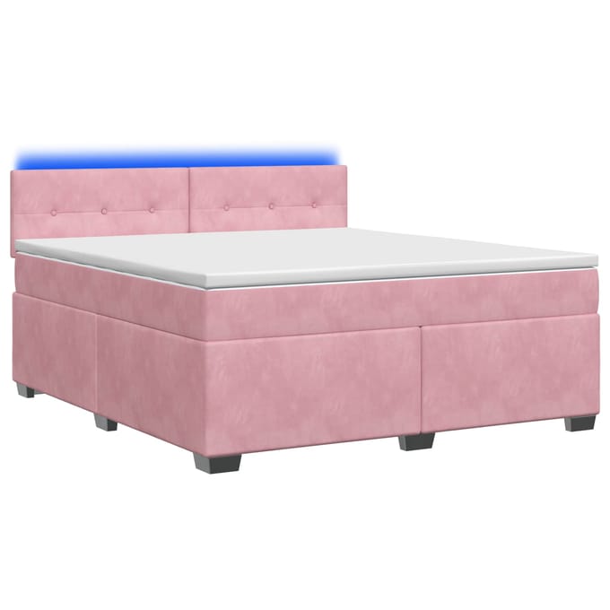 vidaXL - Boxspringbed - met - matras - en - LED - Roze - 140 - x - 200 - cm - fluweel