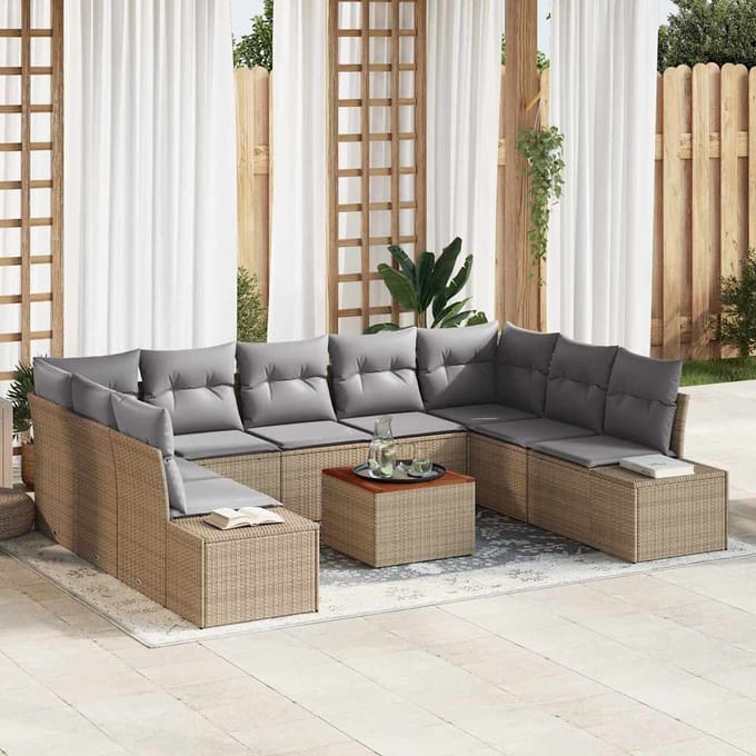 vidaXL - Tuinbank - Set - 10 - st - beige - en - lichtgrijs