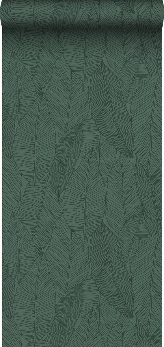 ESTAhome behang getekende bladeren donkergroen - 53 cm x 10.05 m - 139449