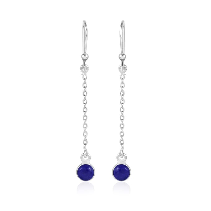 SilverGems Zilveren oorhangers met rond cabouchon geslepen Lapis Lazuli edelstenen