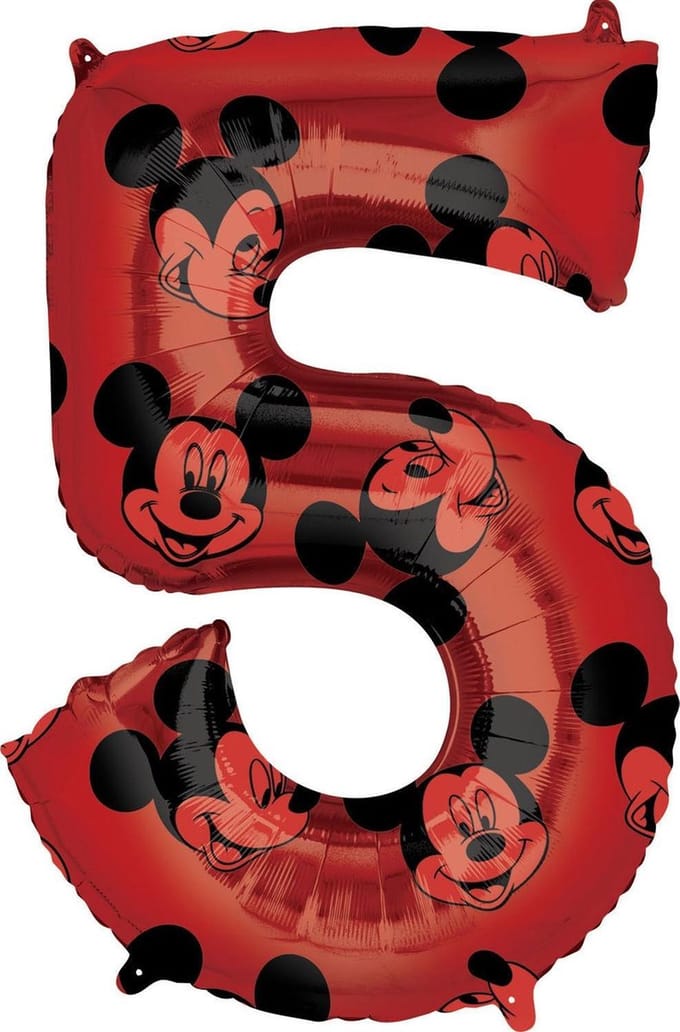 AMSCAN - Mickey cijferfolieballon 66 cm cijfer 5