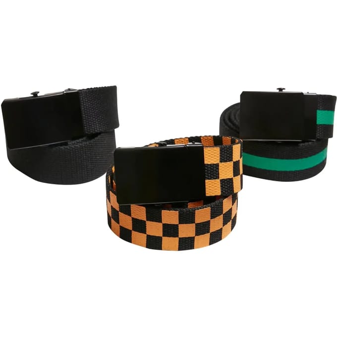 Urban Classics - Trio Kids black/bodegagreen/magicmango Kinder Canvas riem - L/XL - Multicolours