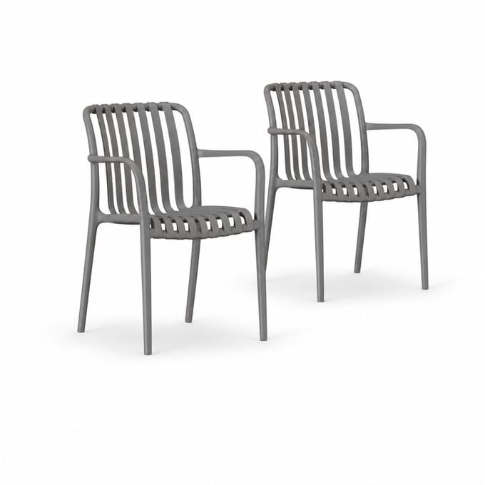 DS4U® - Max tuinstoel - Set van 2 - Grijs - Kunststof - Met armleuning