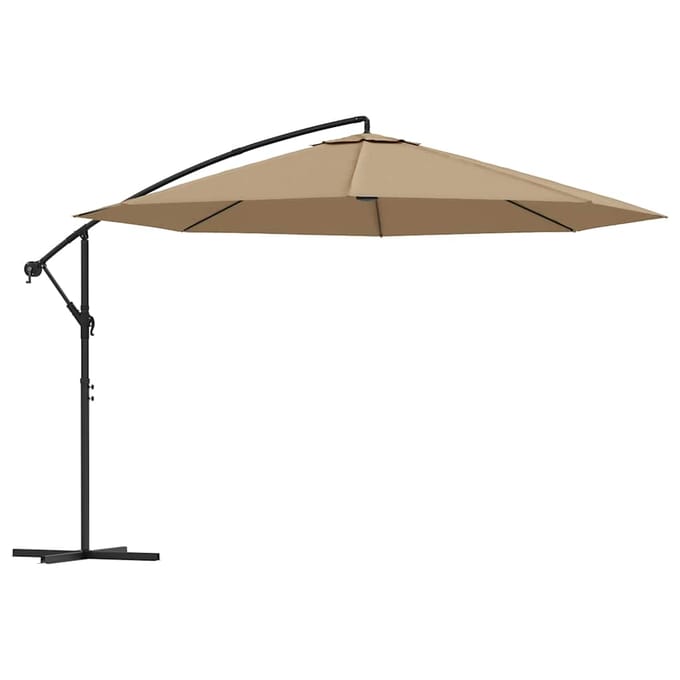 vidaXL - Zweefparasol - met - stalen - paal - 350 - cm - taupe