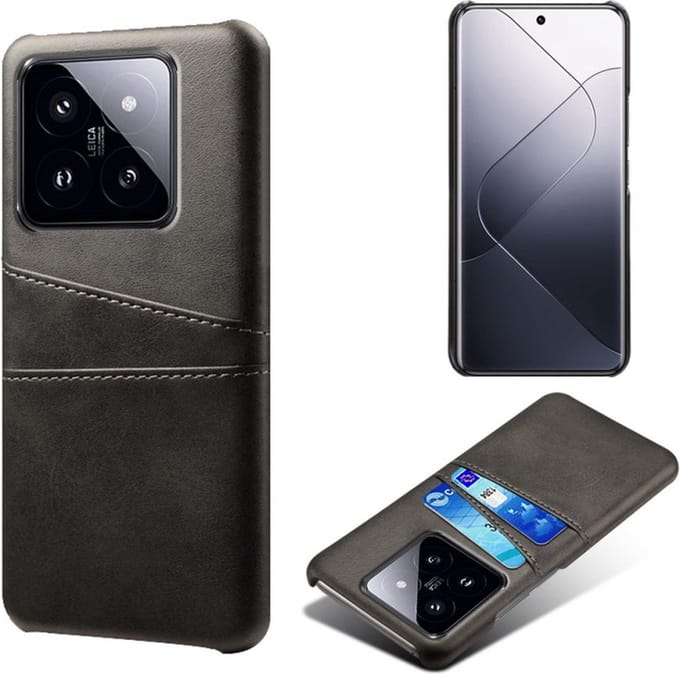 Backcover met Opbergvakjes + PMMA Screenprotector voor Xiaomi 14 _ Zwart