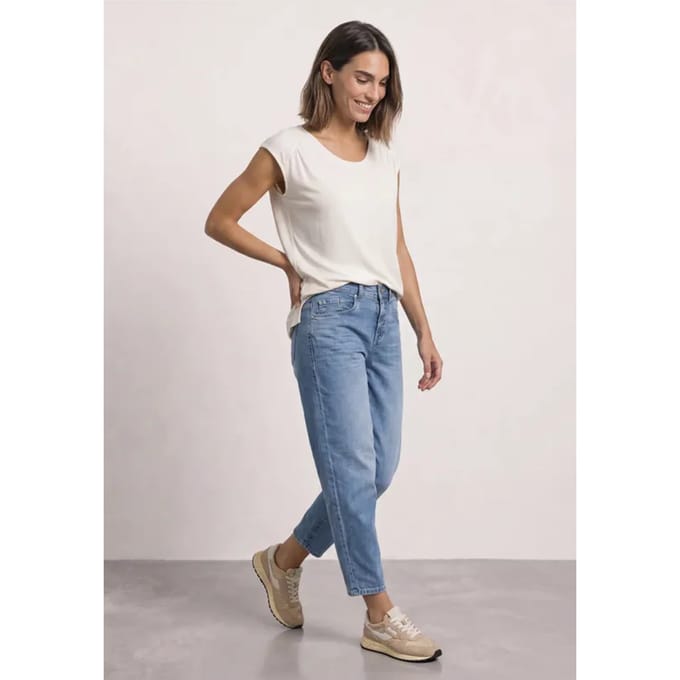 Shirt met afhangende schouders en elastische zoom