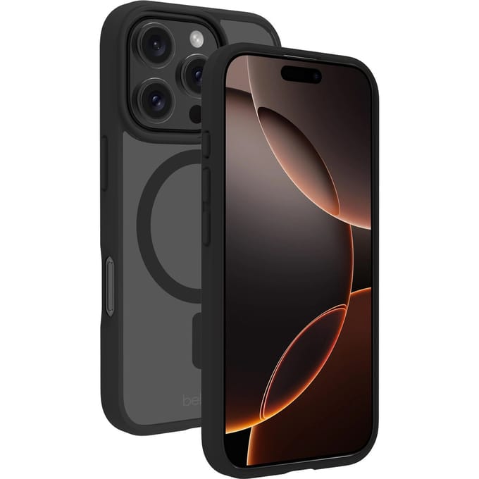 BeHello iPhone 16 Pro Hoesje - Magsafe - Magnetische Ring - Flexibel iPhone 16 Plus Hoesje - Plastic - Transparant Zwart