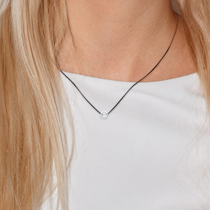Ketting set Clos Diamond 0,05 Cts Black Nylon 925
