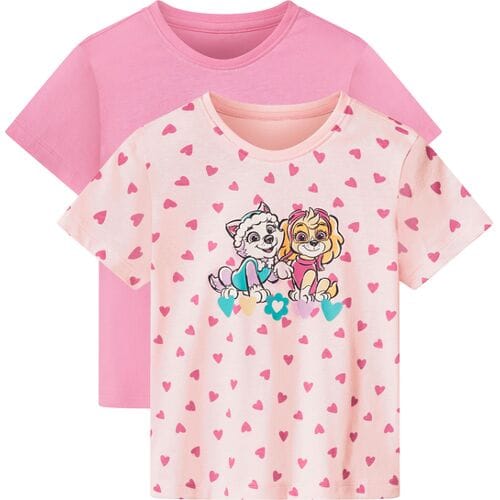 Lidl Set van 2 kinder T-shirts Paw Patrol (Roze, 110/116)