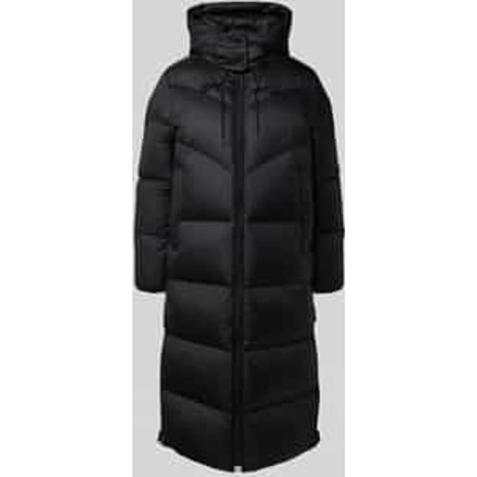 Relaxed fit lange donsjas met afneembare capuchon