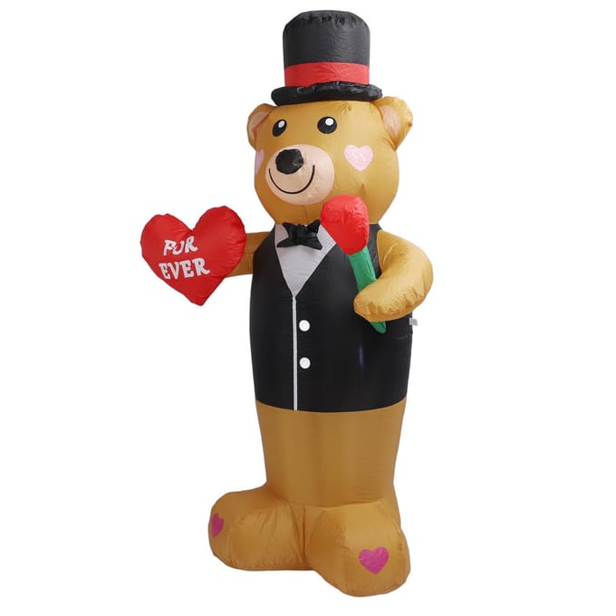 Opblaasbare Teddybeer 210T Polyestervezel 185CM IP44 Waterdicht met LED Krachtige Ventilator Opblazen red