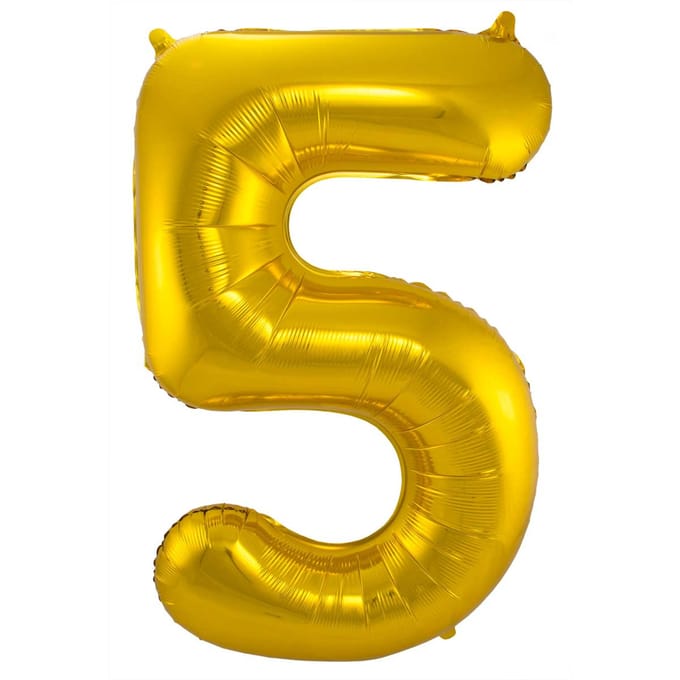 Folat - Folieballon Cijfer 5 Goud - 86 cm