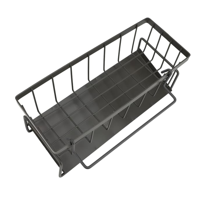 Keukenspons Houder Koolstofstaal Multifunctionele Zeepdispenser Keuken Organizer grijs