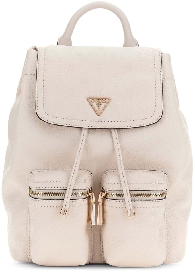 GUESS vrijetijdsrugzak rugzak Manhattan II Flap Backpack Stone Logo crème