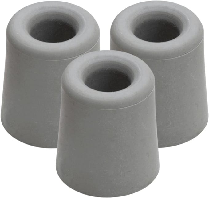 Benson Deurbuffers / deurstoppers rubbers - 3x - grijs - 24 x 30 mm - met schroefbevestiging