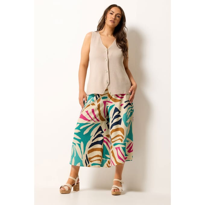 Yours Natuurlijke Bruine Abstracte Culottes Size 40