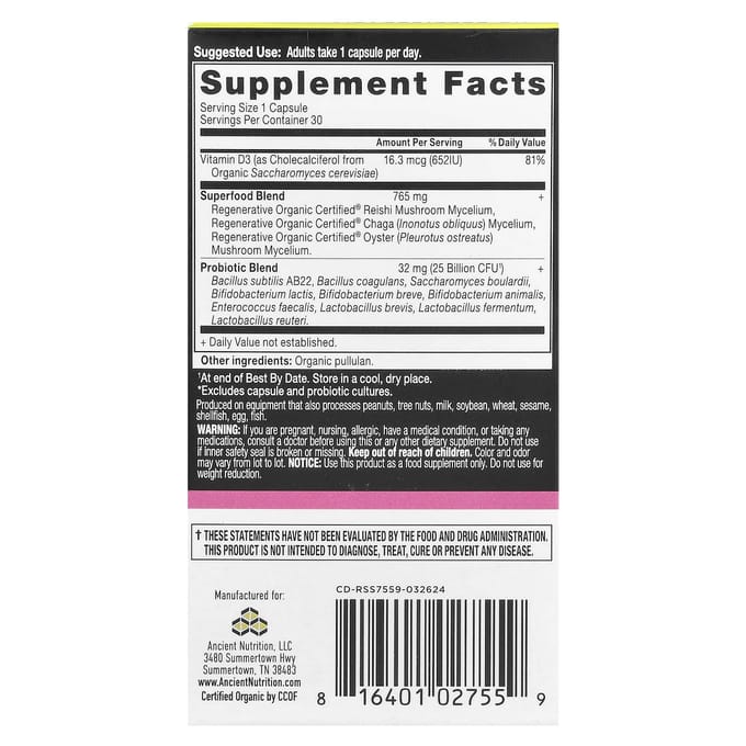 Ancient Nutrition, Probiotica voor vrouwen, 30 capsules (eenmaal daags)