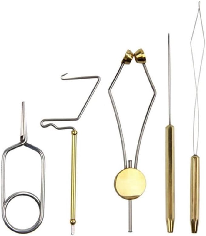 Vliegenbindset - Vliegbindgereedschap Visgerei - Knopen Binden - Complete Set - 5 Delig - Grijs