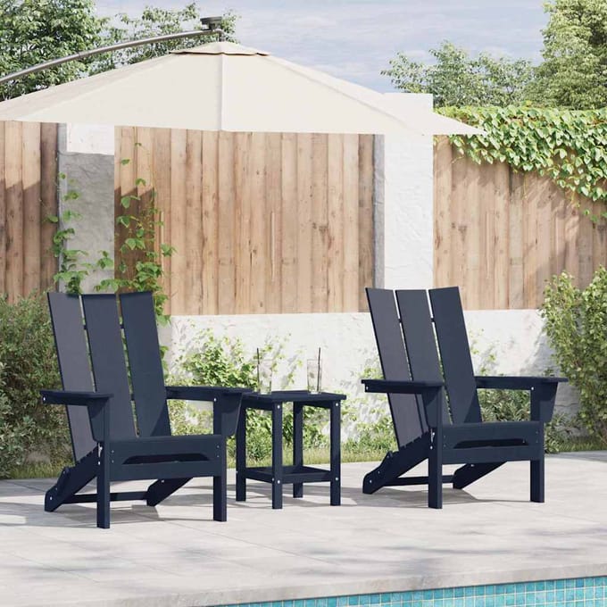 vidaXL Tuinstoel 3 pcs Marineblauw 80.5 x 74.5 x 92 cm Polyetheen