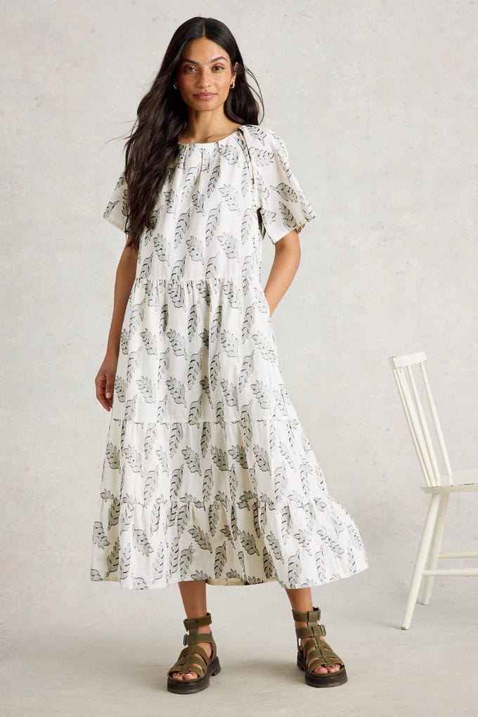 White Stuff Spruce Jaquard Dress White Multi Größe: 14 REGULAR | Midikleider Outlet | Damen | Weiß