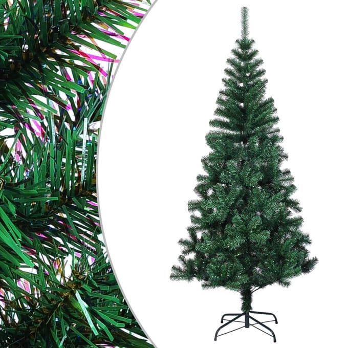 vidaXL - Kunstkerstboom - met - iriserende - uiteinden - 210 - cm - PVC - groen
