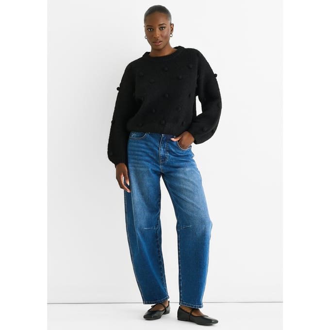 Zwarte oversized gebreide trui van wolmix
