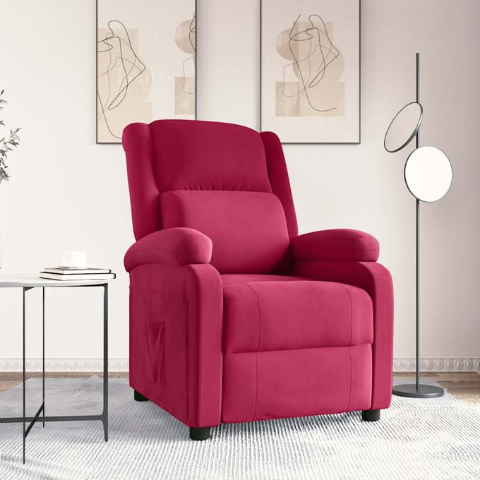 vidaXL - Fauteuil - verstelbaar - fluweel - wijnrood