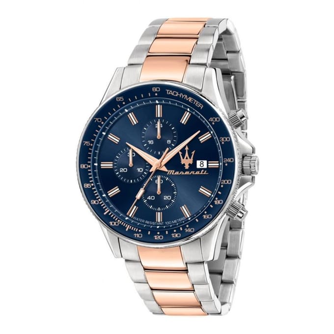 Maserati SFIIDA R8873640012 Montre Chronographe à Quartz pour Homme Bleue
