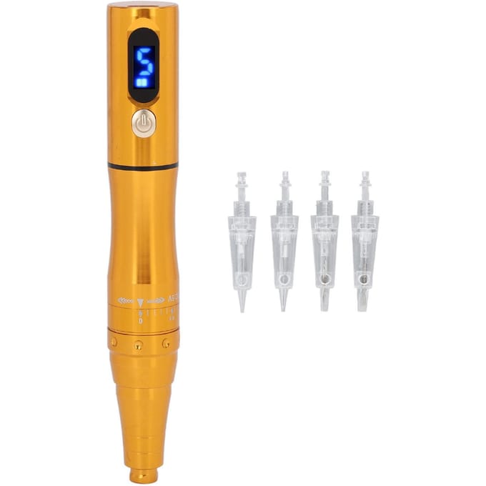 Machine de Microblading Rechargeable Sourcil Lèvre Eyeliner Machine à Tatouer Stylo Or Champagne 100‑240V EU Plug or
