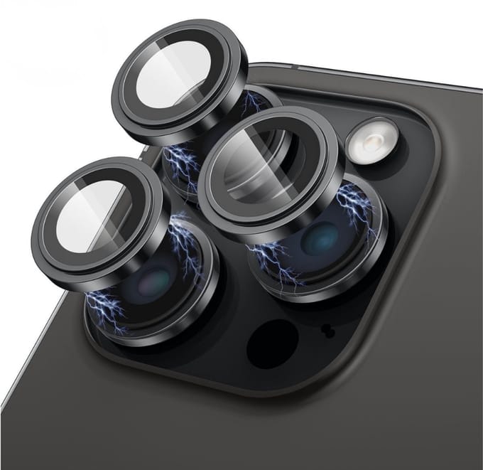 Viewr Camera Lens Protector iPhone 15 Pro / 15 Pro Max – 9H Gehard Glas Camerabeschermer – Met Installatieframe – Zwart